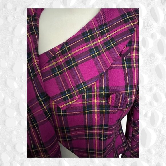 VINTAGE BIANCA NYGARD STUNNING TARTAN SHORT FITTED JACKET - Picture 6 of 13